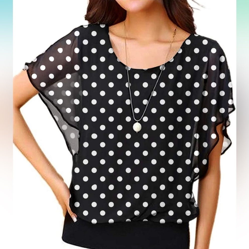 VIISHOW Casual Loose Short Sleeve Chiffon Top Women’s size Medium